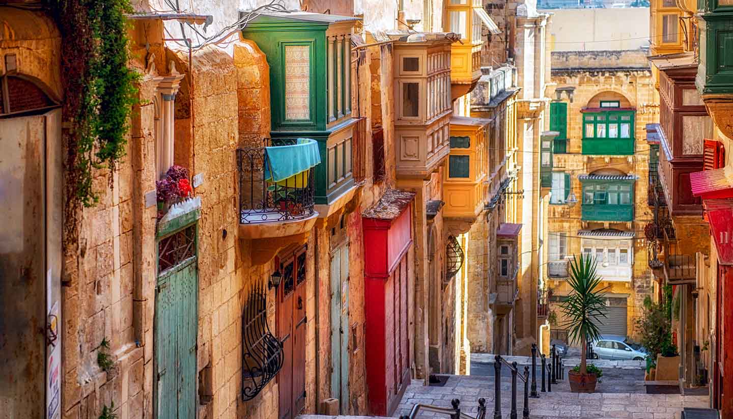 Malta - Street of Valletta Town, Malta