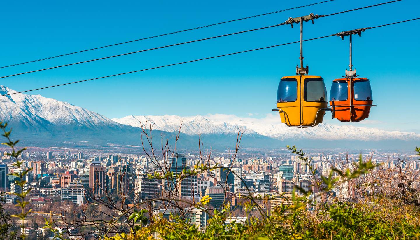 Chile - Cable car in San Cristobal hill, Santiago de Chile