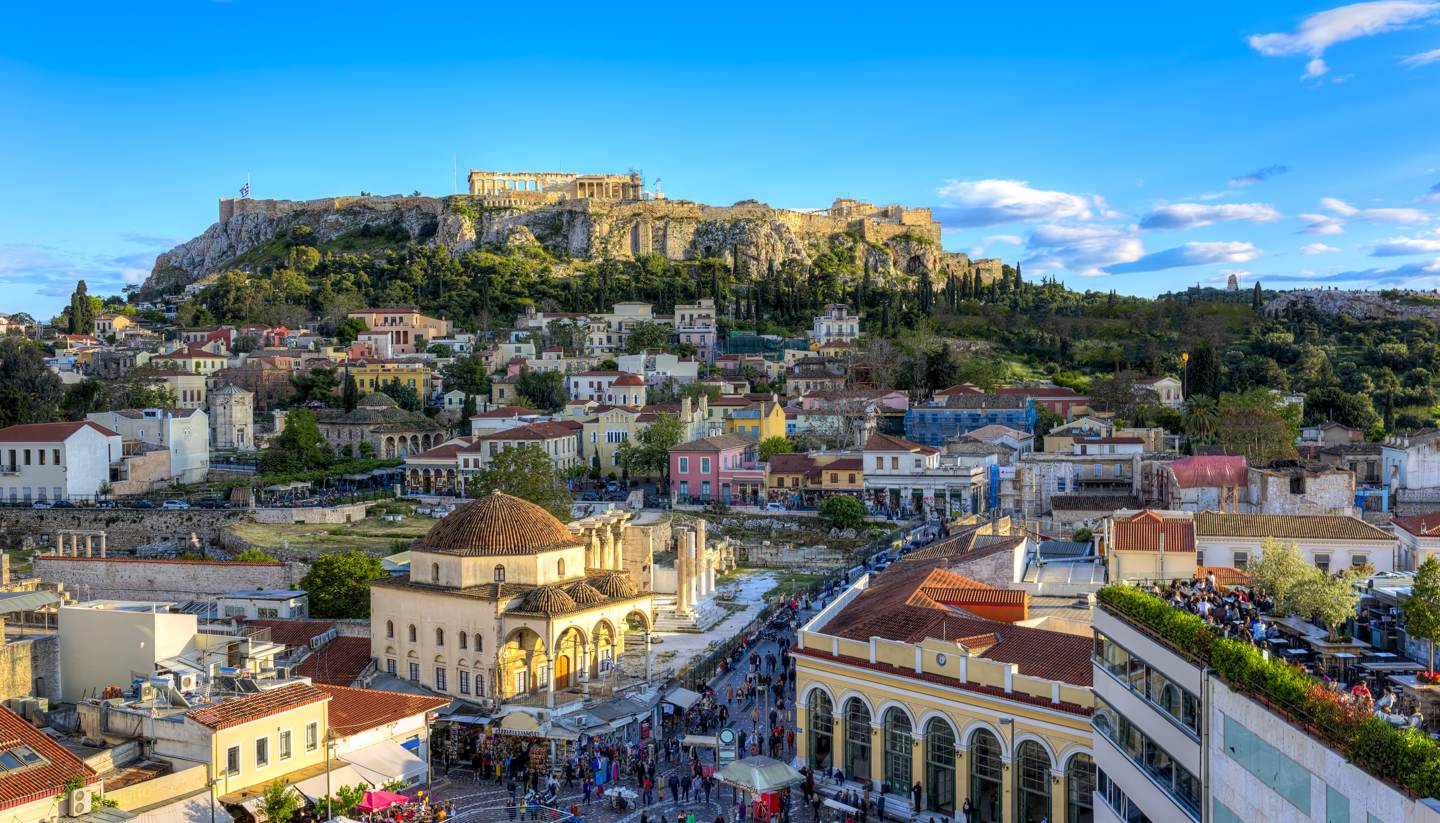 Grecia - Acropolis in Athens with the parthenon in the distance