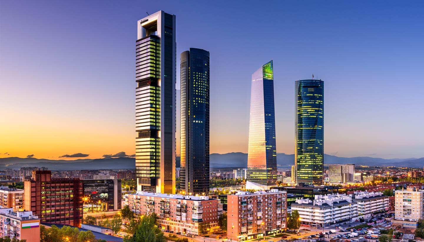 Madrid - Financial district in Madrid at twilight