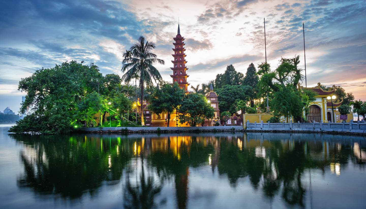 Vietnam - Panorama view of Tran Quoc pagoda, the oldest temple in Hanoi