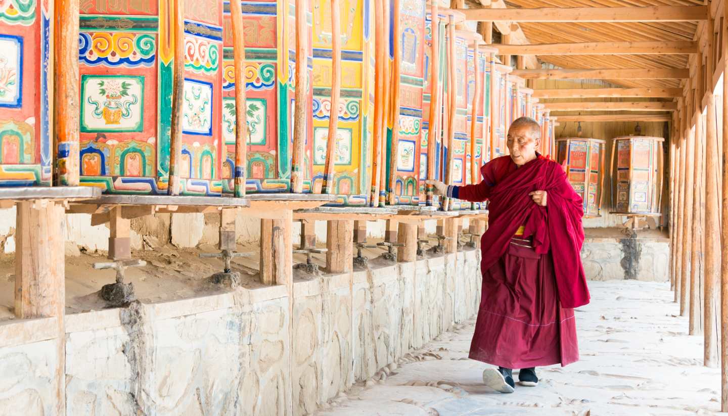 China - Prayer wheel at Labrang Monastery, Gansu, China